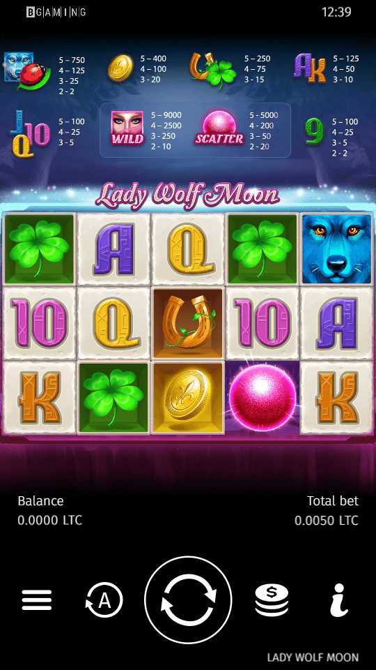 Lady Wolf Moon LTC Casino Screenshot